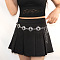 Bohemian Style Alloy Resin Flower Link Waist Belly Chains for Women, Black, Antique Silver, 1050mm
