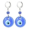 Evil Eye Glass Leverback Earrings, 304 Stainless Steel Dangle Earring for Women, Royal Blue, 46.5x20mm
