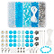 DIY Jewelry Making Kits, including Glass Beads, 304 Stainless Steel French Earring Hooks, Alloy Beads & Clasps, Aluminum Rings, Brass Pins and Elastic Crystal Spandex String, Sky Blue, 10x4mm, Hole: 1mm