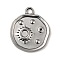 Tibetan Style 304 Stainless Steel Pendant Rhinestone Settings, Flat Round with Sun Pattern Charms, Antique Silver, 21x18x1.5mm, Hole: 2.5mm, Fit for 0.6mm Rhinestone