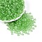 Transparent Colours Glass Seed Beads, Rondelle, Round Hole, Light Green, 6~6.5x3mm, Hole: 1.2~1.4mm, about 2500pcs/pound