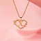 Brass Crystal Rhinestone Hollow Rose Heart with Letter Pendant Necklaces for Women, with Pink Enamel, Golden, Letter X, 19.69 inch(50cm)