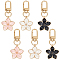 6Pcs 3 Colors Flower Alloy Enamel Pendant Decorations, Golden, Mixed Color, 6.3cm, 2pcs/color