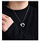 201 Stainless Steel Pendant Cable Chain Necklaces, Stainless Steel Color, Non-Tarnish, Heart, 17.72 inch(45cm)