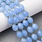 Natural White Jade Beads Strands, Dyed, Faceted, Rice-shaped, with Seed Beads, Cornflower Blue, 9.5x7.5~8mm, Hole: 1mm, about 34pcs/strand, 15.08''(38.3cm)