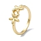 Brass Open Cuff Ring, Cadmium Free & Nickel Free & Lead Free, Flower, Real 18K Gold Plated, Inner Diameter: 17mm