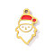 304 Stainless Steel Enamel Pendants, Snowman Charms, Ion Plating(IP), Real 18K Gold Plated, Red, 14x9mm