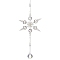 Glass Snowflake Pendant Decorations, Round Tassel Charms for Garden Home Decoration, Platinum, 312mm, Hole: 8mm