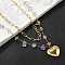 304 Stainless Steel & Natural Mixed Stone Colorful Chip Double Layer Heart Pendant Necklaces for Women, Real 18K Gold Plated, 16.22 inch(41.2cm)