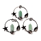 Natural Green Aventurine Faceted Pointed Bullet Big Pendants, Brass Ring Charms with Star & Moon & Jump Rings, Red Copper, 47~49x52.5x9.5~10mm, Hole: 6.6mm
