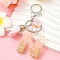 Resin & Acrylic & Faux Suede Tassel Keychain, with Alloy Clasp and Iron Rings, Letter N, 9.5cm