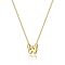 Brass Initial Pendant Box Chain Necklaces for Women, Golden, Letter W, 16.54 inch(42cm)