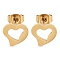 PVD Vacuum Plating 304 Stainless Steel Stud Earrings for Women, Hollow Heart, Golden, 8.5x9.5x1mm