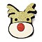 Christmas Theme PU Leather Brooch, Zinc Allloy Pin, Deer, 52x42x2mm