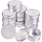 Round Aluminium Tin Cans, Aluminium Jar, Storage Containers for Cosmetic, Candles, Candies, with Screw Top Lid, Silver, 6.8x3.5cm, Capacity: 80ml, 12pcs/box