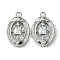 Brass Micro Pave Cubic Zirconia Charms, Cadmium Free & Nickel Free & Lead Free, Oval, Real Platinum Plated, 13.5x8.5x3mm, Hole: 1.2mm