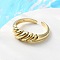 Rack Plating Brass Croissant Open Cuff Ring for Women, Cadmium Free & Lead Free, Real 18K Gold Plated, US Size 7(17.3mm)
