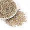 Picasso Baking Paint Glass Seed Beads, Round, Dark Khaki, 4~4.5mm, Hole: 1mm, about 4500pcs/pound