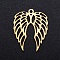 201 Stainless Steel Pendants, Filigree Joiners Findings, Laser Cut, Wing, Golden, 22x18x1mm, Hole: 1.4mm
