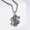304 Stainless Steel Dollar Sign Pendant Necklaces for Men, Stainless Steel Color