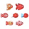 14Pcs 7 Styles Painted Glass Beads, Fish, FireBrick, 13~21x12~23mm, 2pcs/style