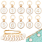 10Pcs Alloy Enamel Pendant Locking Stitch Markers, Flat Round with Number, with Brass Linking Rings and Iron Brooch, White, 5cm