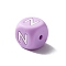Silicone Beads, Letter Style, Cube, Letter.N, 12x12x12mm, Hole: 2mm