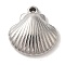 304 Stainless Steel Pendants, Shell Shape Charm, Stainless Steel Color, 21x20x5.5mm, Hole: 1.4mm