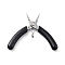 Stainless Steel Jewelry Pliers, Flat Nose Plier, with Plastic Handle & Jaw Cover, Black, 7.7x11.4x1.2cm