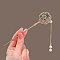 Alloy Enamel Hair Sticks, Fan, Golden, 170mm