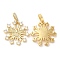 Brass Micro Pave Cubic Zirconia Pendants, Lead Free & Cadmium Free, Snowflake, Real 18K Gold Plated, 25x26x4mm, Hole: 6X4mm