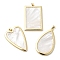 Natural Shell Pendants, Geometric Charms with Brass Settings, Real 18K Gold Plated, Long-Lasting Plated, Rack Plating, Lead Free & Cadmium Free, Seashell Color, Mixed Shapes, 44.5~49x29~30x3mm, Hole: 3~4x3.5~2.5mm