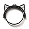 Alloy Open Back Bezel Pendants, For DIY UV Resin, Epoxy Resin, Cadmium Free & Nickel Free & Lead Free, Cat Shape, Black, 32x33x3.5mm, Hole: 1.5mm