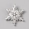 1-Hole Brass Micro Pave Clear Cubic Zirconia Shank Buttons, Snowflake, Platinum, 29x25x8.5mm, Hole: 1.6mm