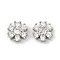 Brass Micro Pave Clear Cubic Zirconia Cabochons, Flower, Cadmium Free & Nickel Free & Lead Free, Platinum, 7.5x3.5mm