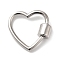 Rack Plating Brass Screw Carabiner Lock Charms, for Necklaces Making, Quick Links, Lead Free & Cadmium Free, Long-Lasting Plated, Heart, Platinum, 18.5x20x5.5mm, Inner Diameter: 13x15mm