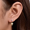 S925 Sterling Silver Star & Moon Dangle Stud Earrings, with Clear Cubic Zirconia, Left and Right, Golden, 15~17x8mm