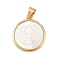 Natural White Shell Flat Round Pendants, with Brass Settings, Real 18K Gold Plated, Long-Lasting Plated, Cadmium Free & Lead Free, Rack Plating, Virgin, 19.5~20x17x3~3.5mm, Hole: 4.5x3.5mm