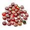 Acrylic & Resin & Polymer Clay Rhinestone European Beads, Large Hole Beads, with Silver Color Core, Rondelle, Red, Beads: 13.5~14x8~10mm, Hole: 5mm, 54pcs/bag, 1 bag/box