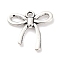 Tibetan Style Alloy Pendants, Bowknot Charms, Antique Silver, 18x19x2.5mm, Hole: 1.6mm