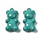 Spray Painted Brass Pendants, Bear, Teal, 17x9x4.5mm, Hole: 0.9mm