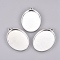 Tibetan Style Alloy Oval Tray Pendant Cabochon Settings, Plain Edge Bezel Cups, Cadmium Free & Lead Free, Platinum, Tray: 40x30mm, 48x34x3mm, Hole: 3mm, about 93pcs/1000g