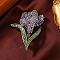 Tulip Alloy Rhinestone Brooches for Backpack Clothes, Violet, 55x43.5mm