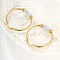 Fashionable and Elegant 201 Stainless Steel Hoop Earrings, with Rhinestone, Real 18K Gold Plated, 35mm