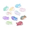 Transparent Spray Painted Glass Beads, Fish, Mixed Color, 15x8x5mm, Hole: 1mm