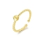 Brass Cup Peg Open Cuff Ring Settings, for Half-drilled Beads, Golden, 2~2.5mm, Adjustable, Pin: 1mm