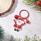 Christmas Acrylic & Resin Pendant Decoration, with Alloy Keychain Clasps, Santa Claus, 75mm
