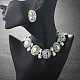 Овальные ожерелья из сплава стекла с подвесками и комплекты серег-гвоздиков FS-WG19BF3-01-2