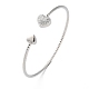 Прозрачный кубический цирконий открытый браслет-манжета BJEW-G737-01P-01-4