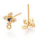 Крест латунный микропаве кубический цирконий серьги-гвоздики фурнитура MAK-T011-09G-2